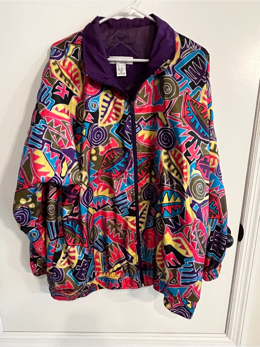 Vintage Women’s Size 2X Lady Lavon Multicolor Full Zip Windbreaker